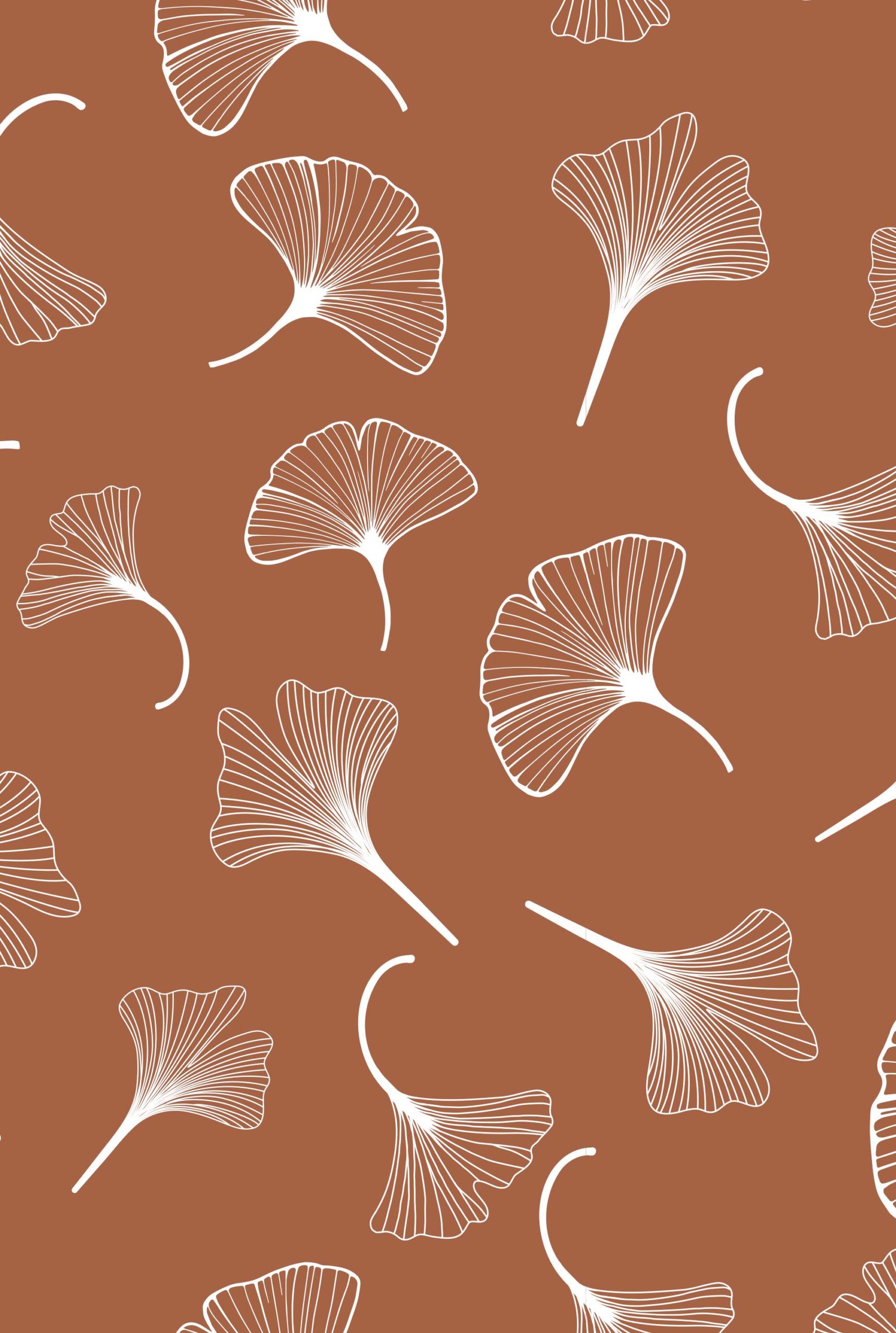 wallpaper n181 Ginkgo on terracotta background pattern wallpaper n181 Ginkgo on terracotta background pattern