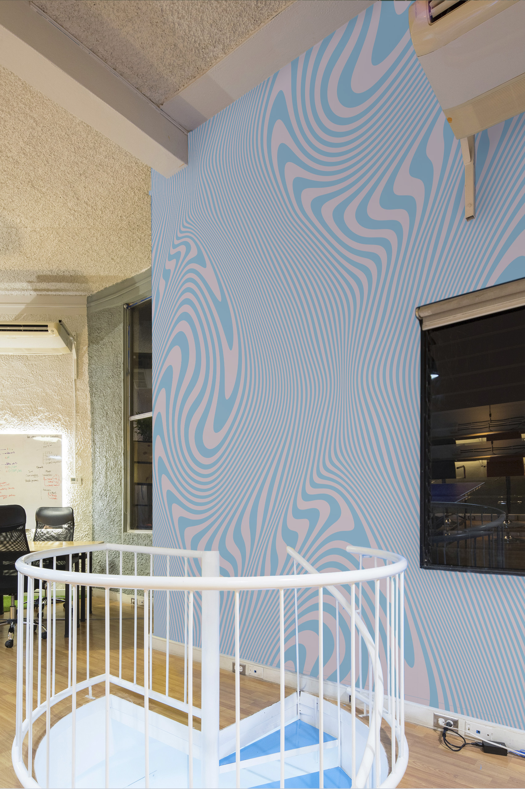 Wallpaper N212 Psychedelic Blue Public Space Stairway