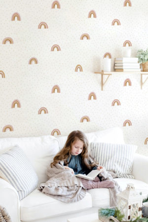 N214 Rainbow Terracotta Minimalist Living Room Wallpaper