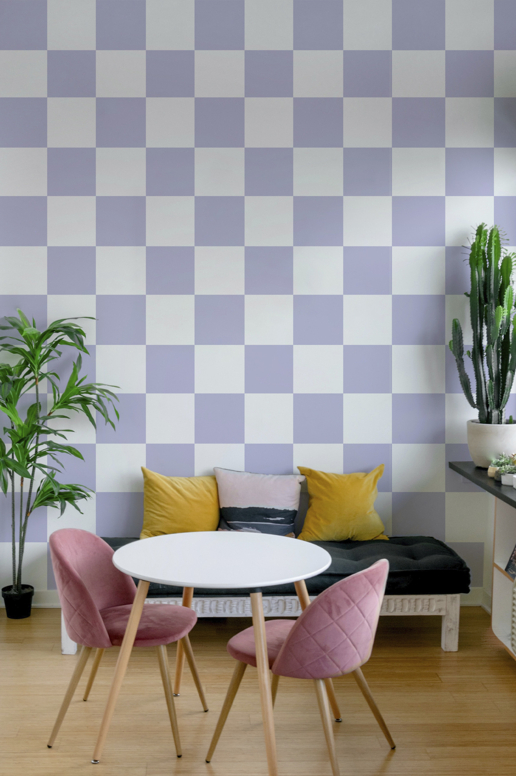 Wallpaper N216 Purple Checkerboard Room to Eat Wallpaper N216 Purple Checkerboard Room to Eat