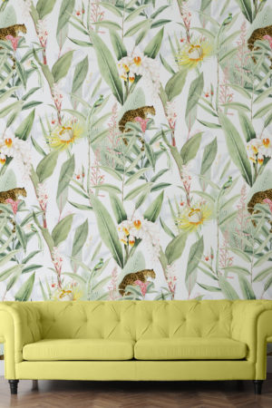 Jungle Vibe N217 wallpaper - living room green
