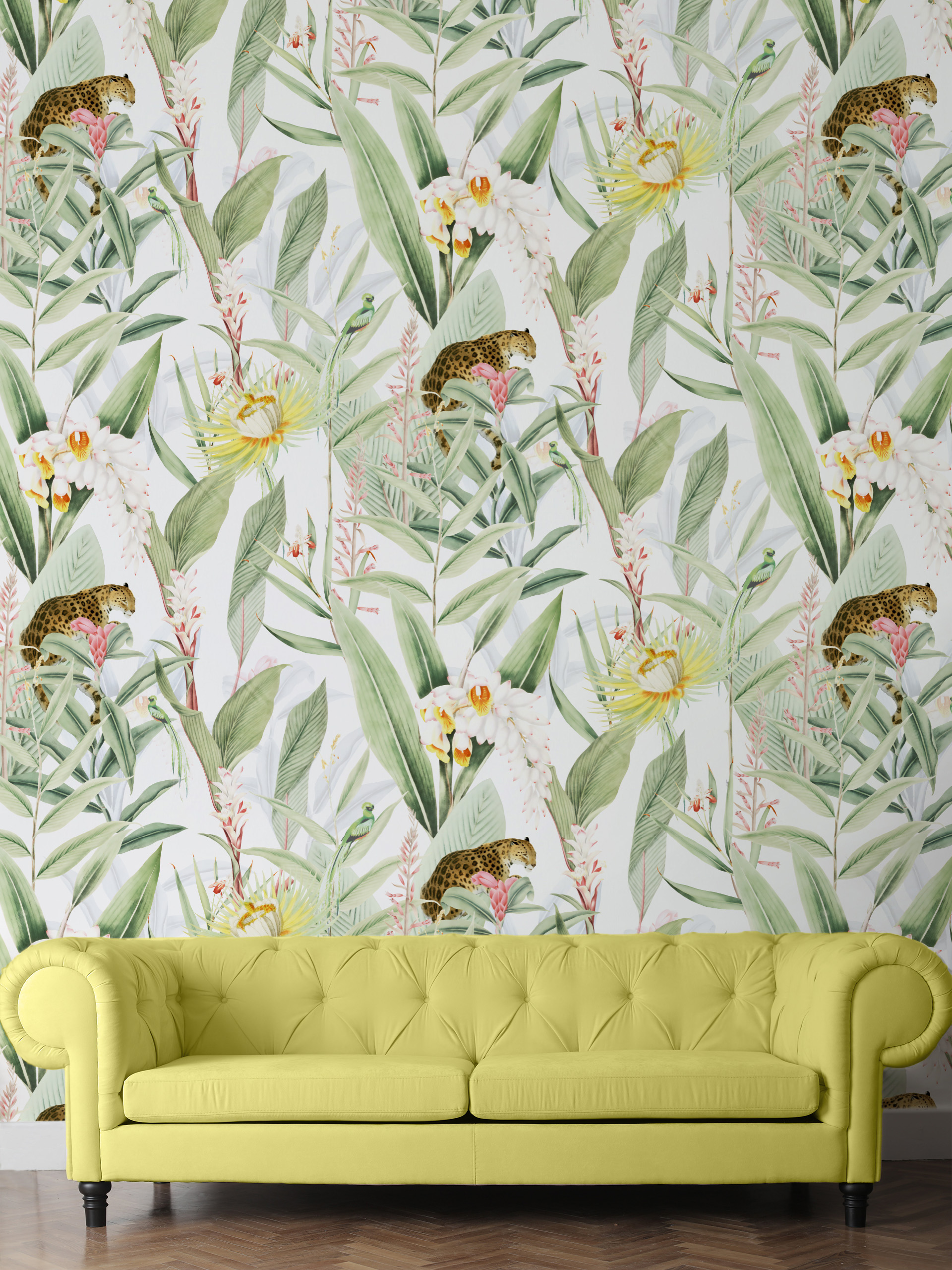Jungle Vibe N217 wallpaper - living room green