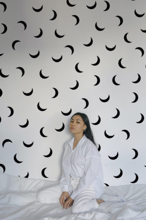 Crescent Moon Wallpaper N227 Black and White Bedroom