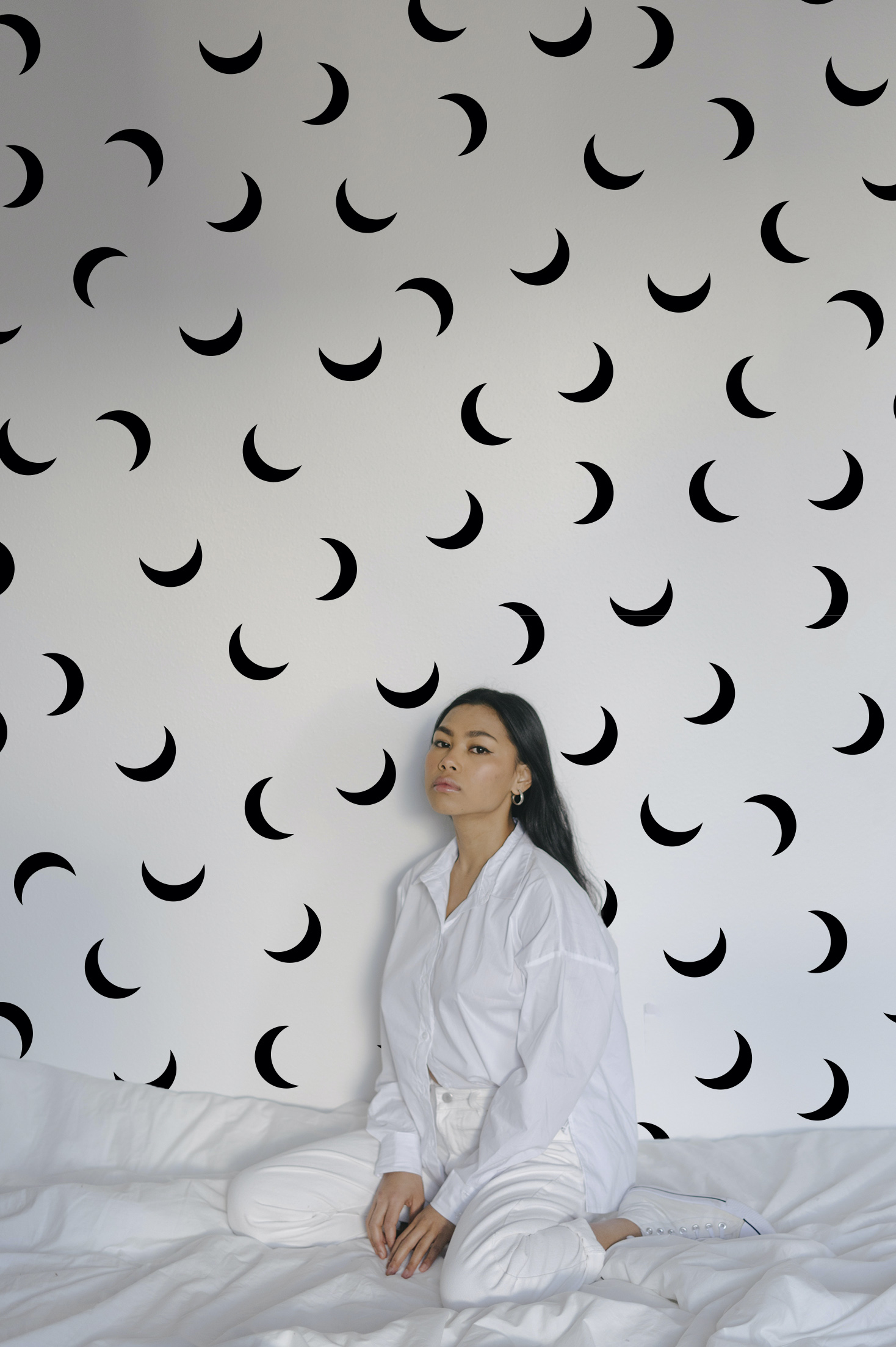 Crescent Moon Wallpaper N227 Black and White Bedroom Crescent Moon Wallpaper N227 Black and White Bedroom
