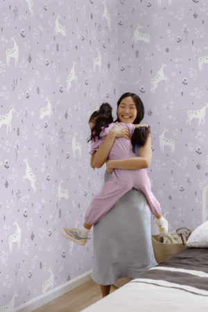 Papier peint licorne - version violette