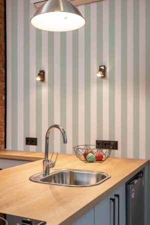 wallpaper 241 Matcha vertical stripes kitchen