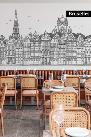 Brussels wallpaper in black and white
