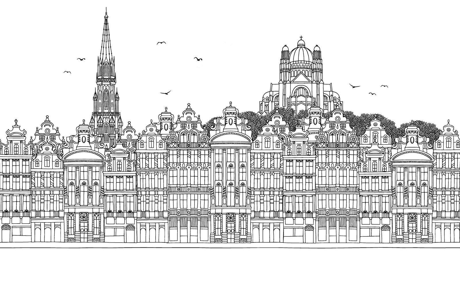 n228 Brussels wallpaper in black and white
