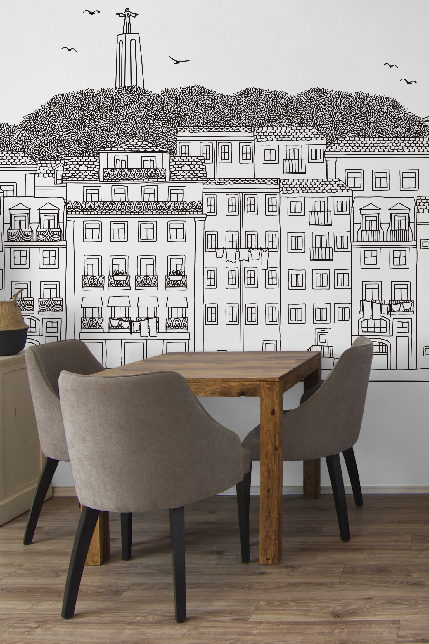 N229-1 Lisbon wallpaper in black and white