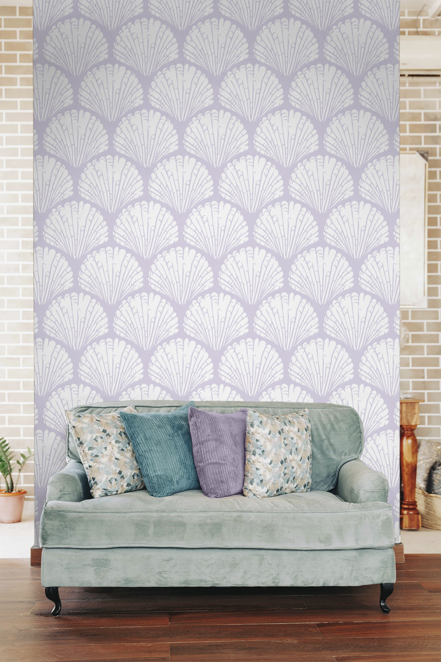 Papier peint coquillage salon