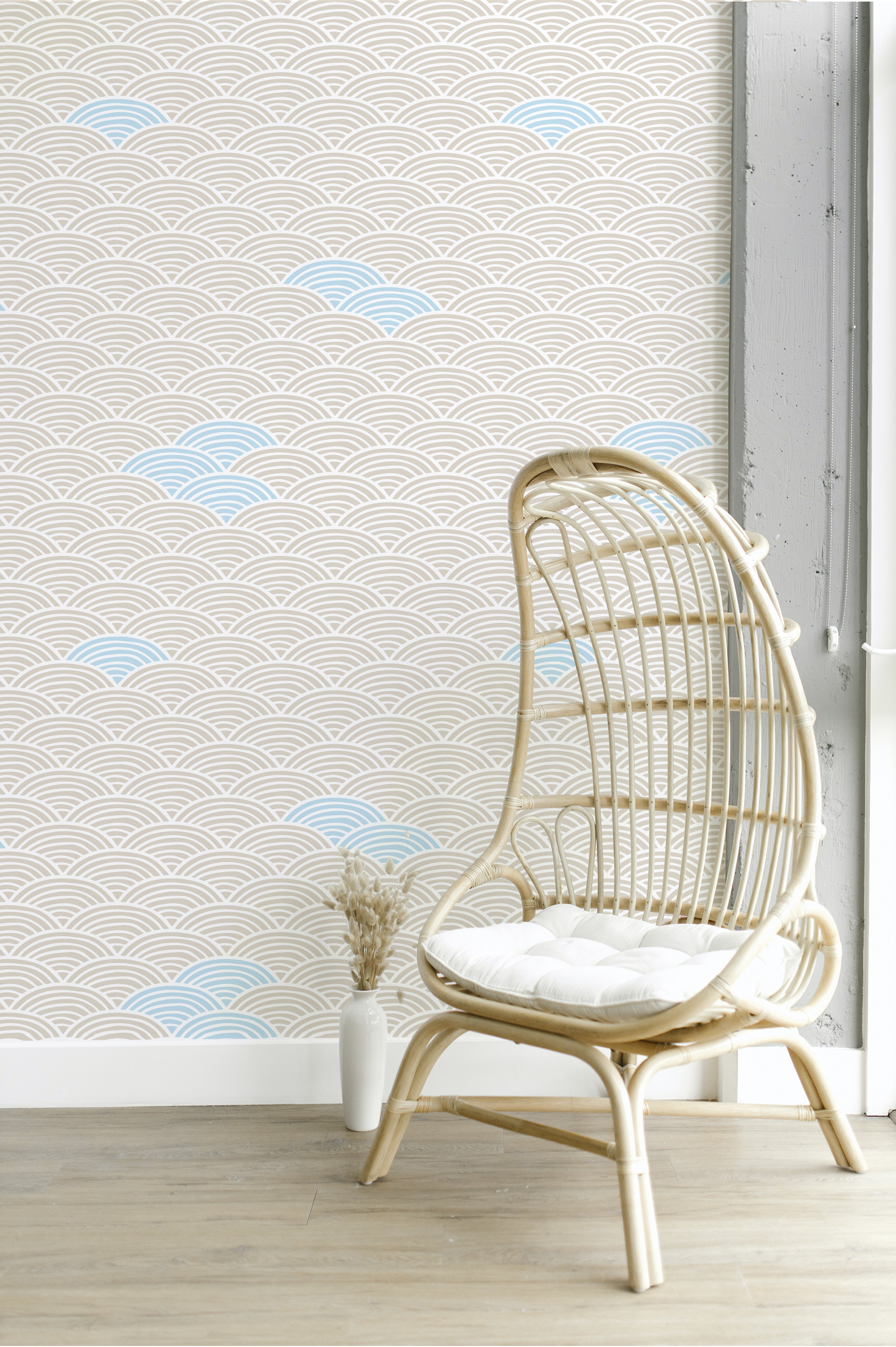 N255 Beige Seigahia Waves Wallpaper