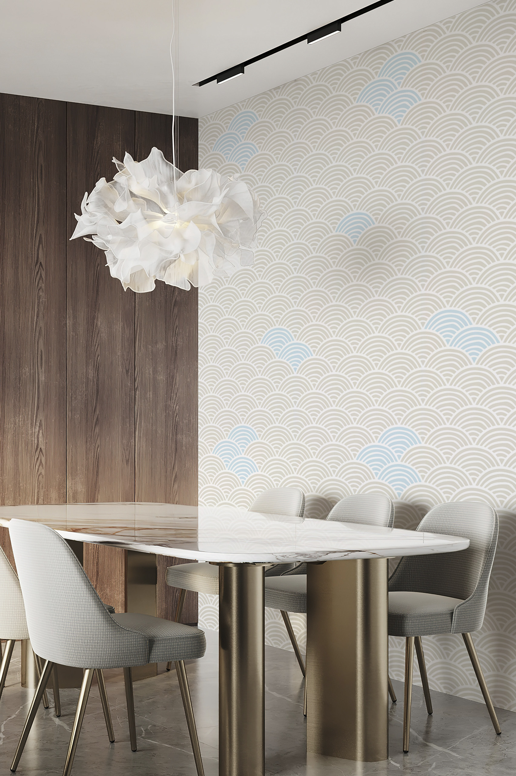 N253 Beige Seigahia Waves Wallpaper