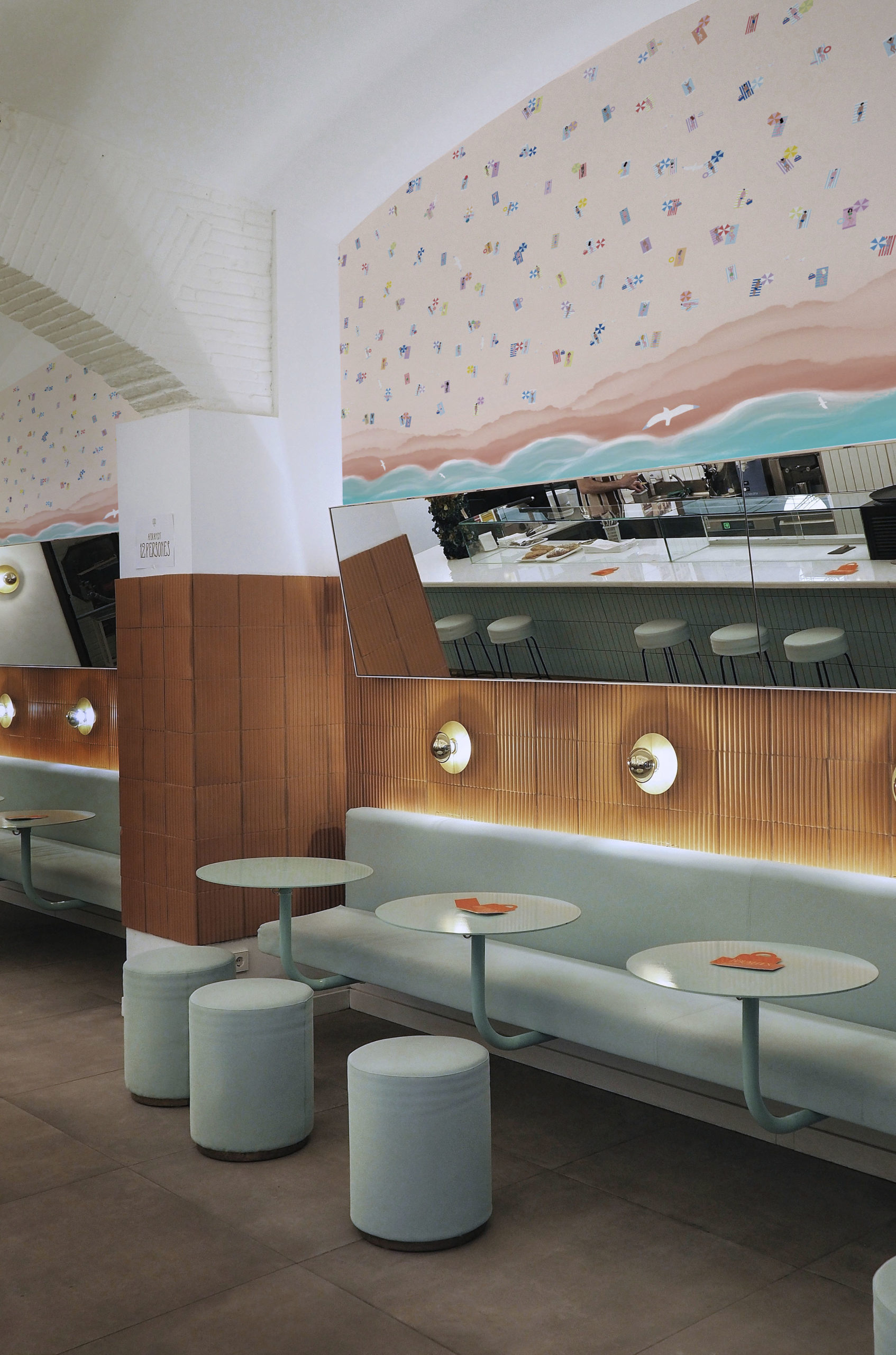 N263 pastel beach sunbather wallpaper public areas restaurant