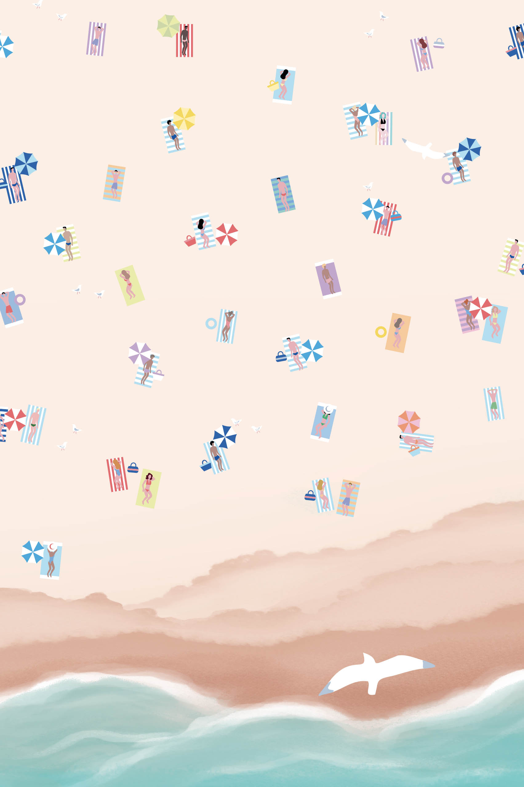 N263 sunbathing wallpaper at the beach