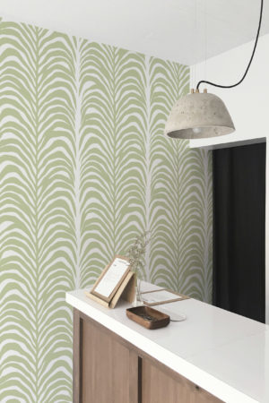 papier peint n266 cascade végétale graphique vert clair espaces publics