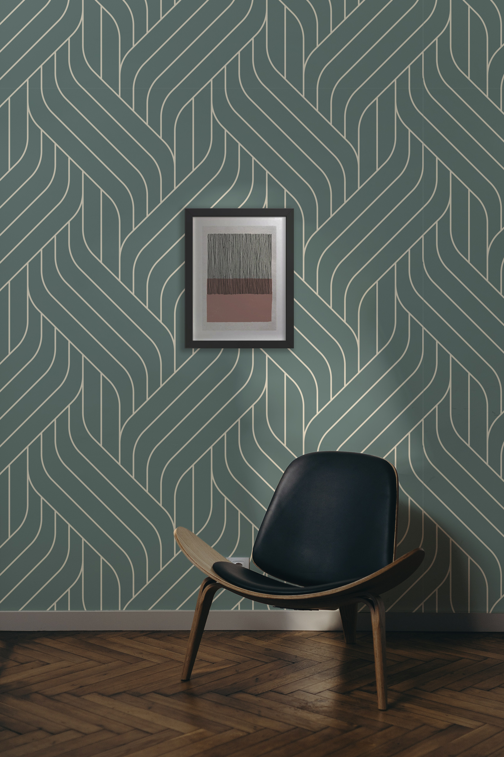 wallpaper n269 Living room green mish-mash
