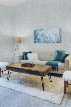 papier peint n269 Méli mélo bleu salon