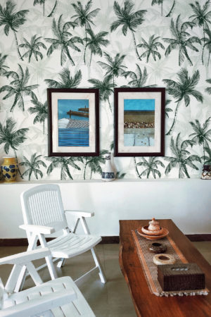 Wallpaper N273 Minimalist Khaki Palm Trees Minimalist Public Spaces