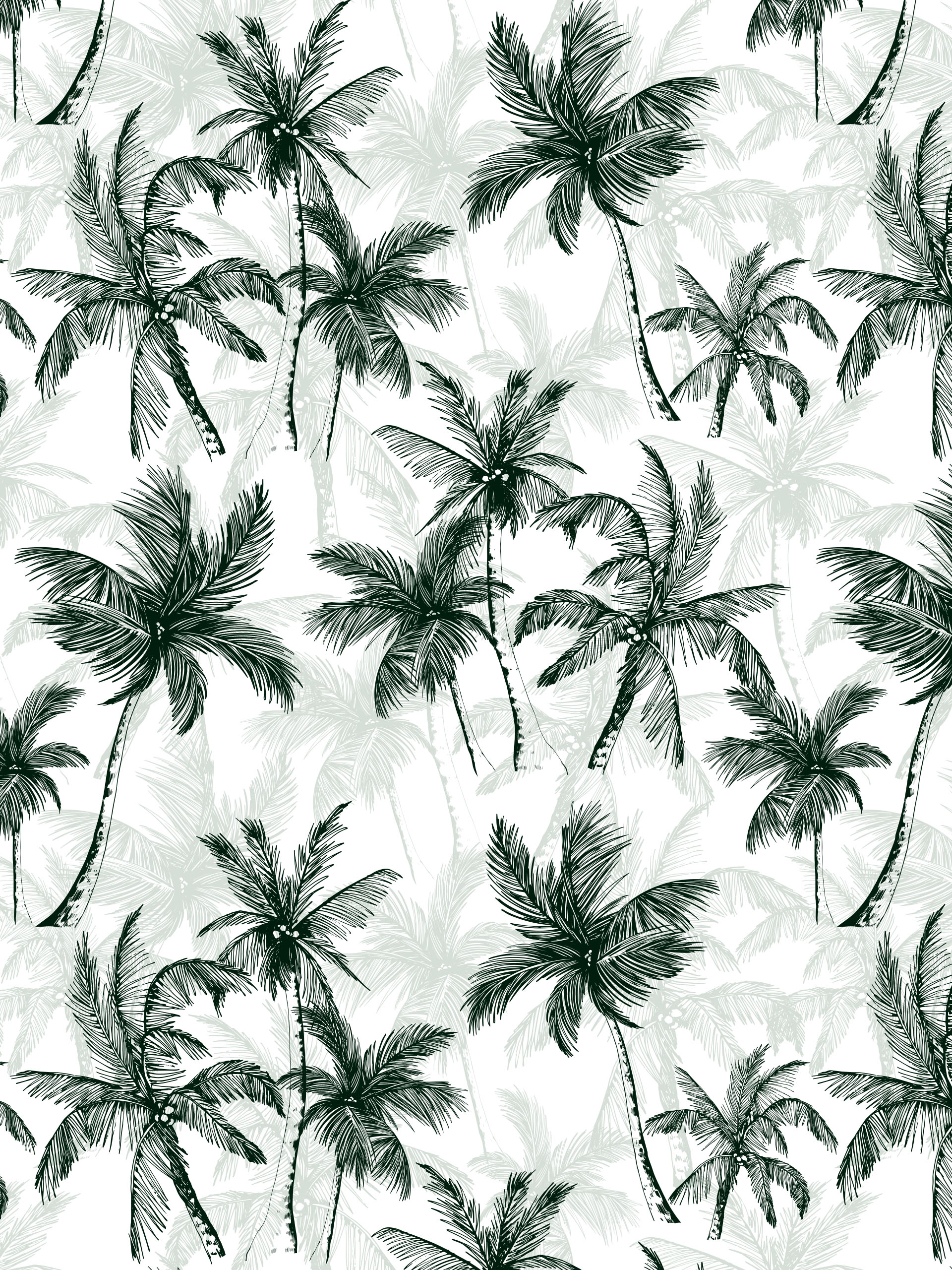 Wallpaper N273 Minimalist Khaki Palm Trees Discreet Pattern