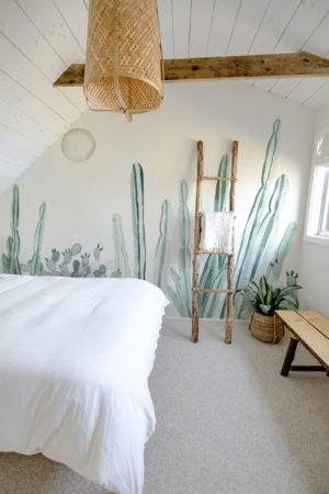 Watercolor Wallpaper n285 panoramic cactus bedroom