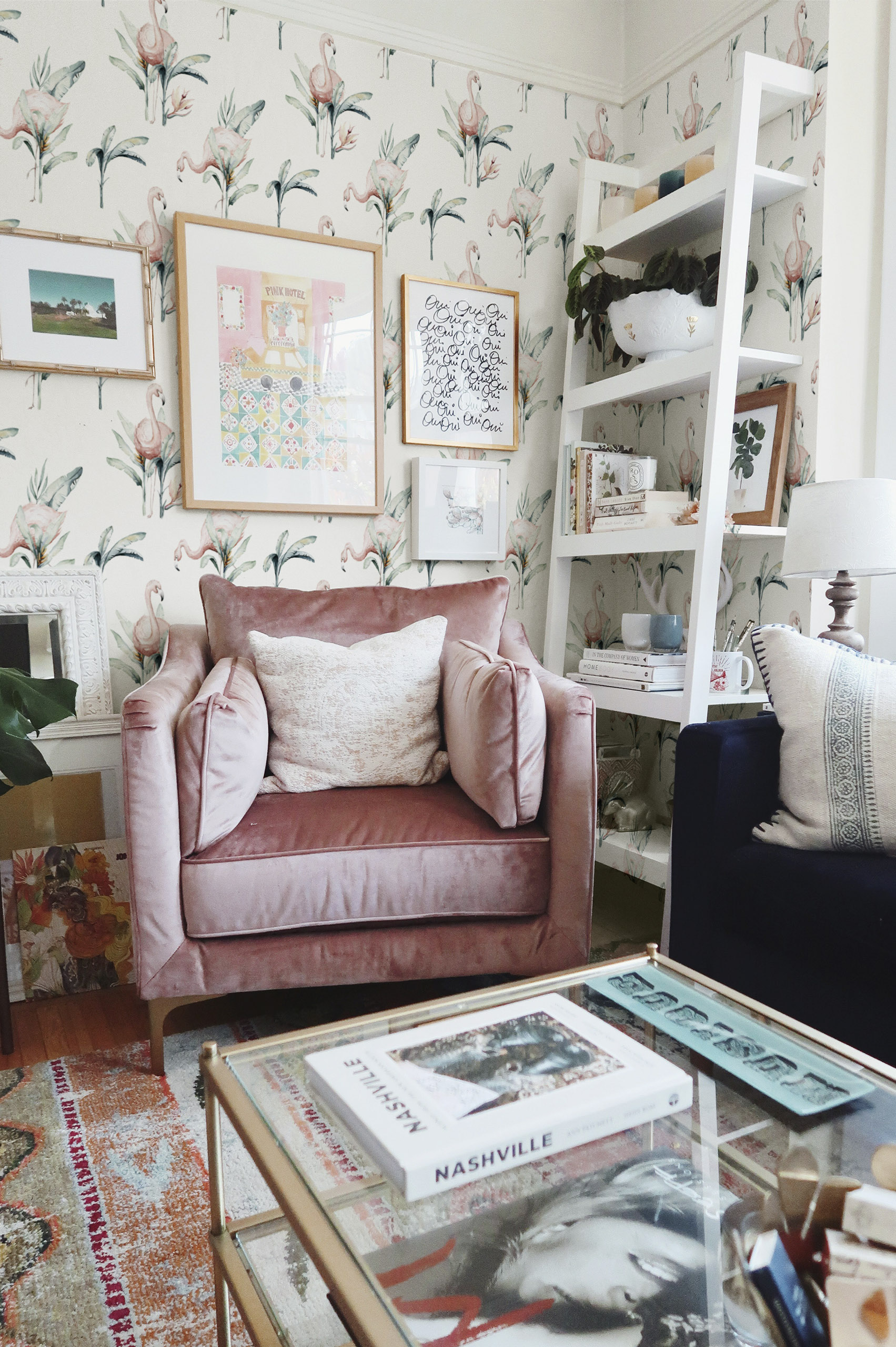 n293-3 salon papier peint flamant rose animaux nature