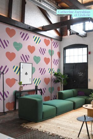 Wallpaper 297 Passion Multicolored Hearts Pink Background Living Room