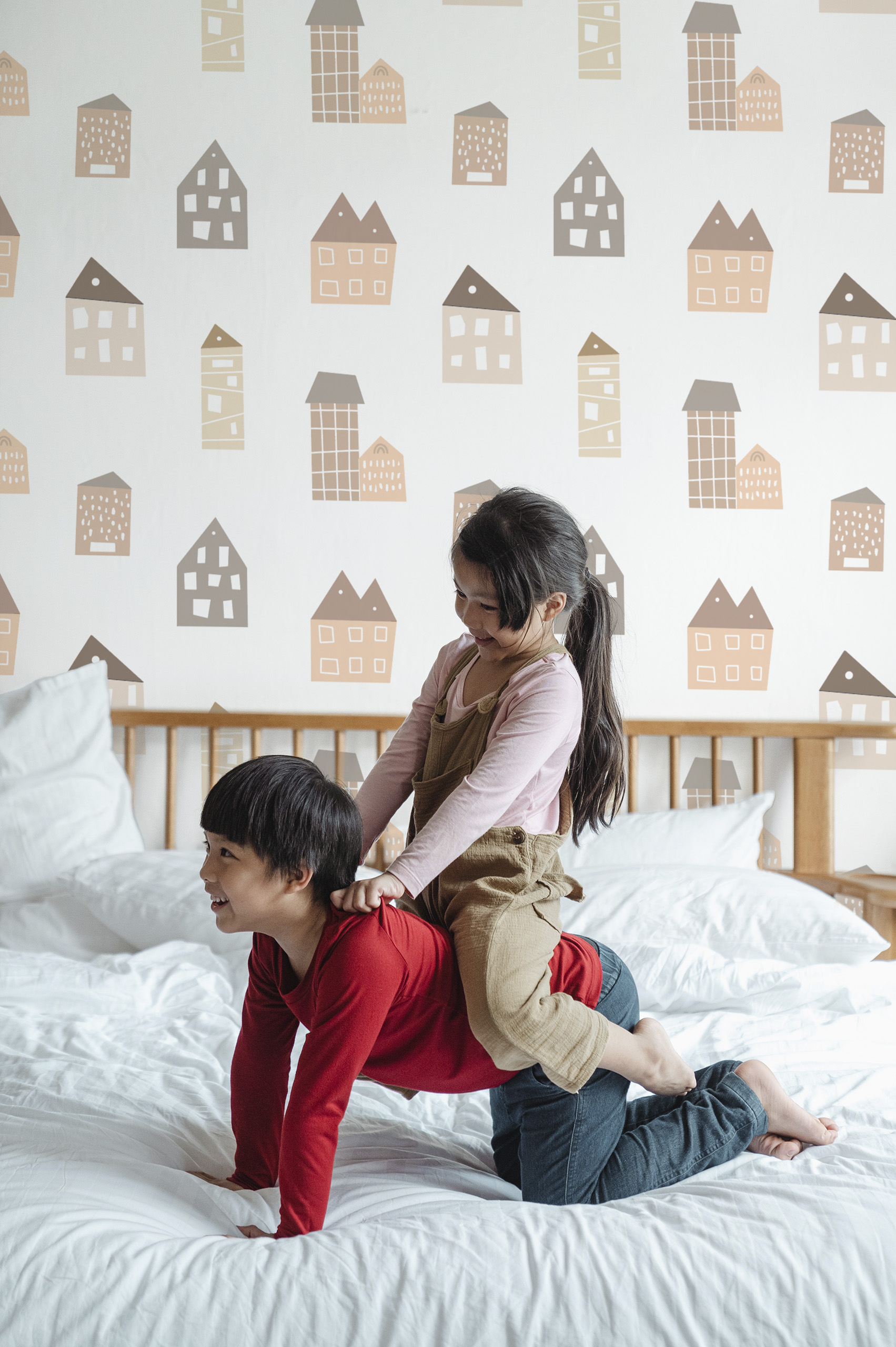 N303 maisons colorees papier peint enfant beige chambre enfant jeux N303 maisons colorees papier peint enfant beige chambre enfant jeux