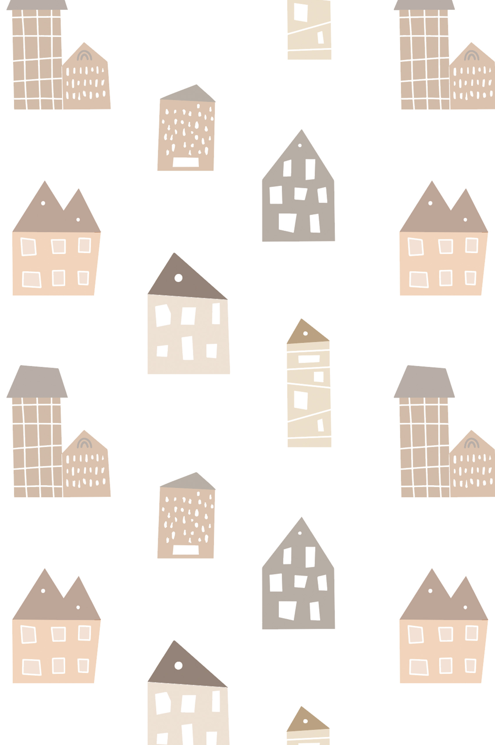 N303 maisons colorees papier peint enfant beige motif N303 maisons colorees papier peint enfant beige motif