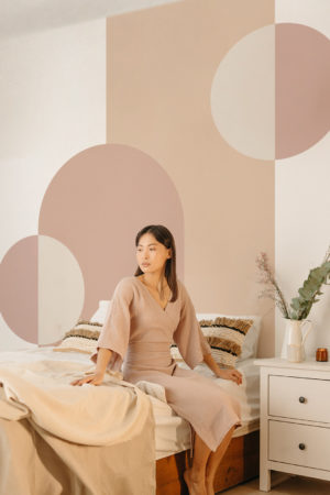 N307 Bedroom Bubbles Pink Beige Headboard