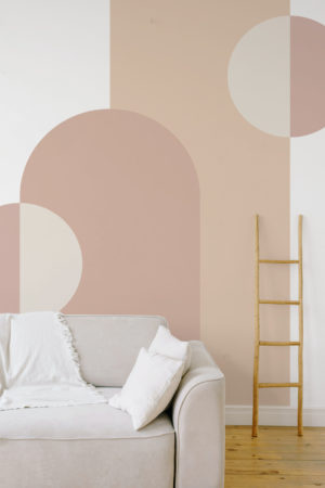 N307 Living Room Bubbles Pink Beige Headboard
