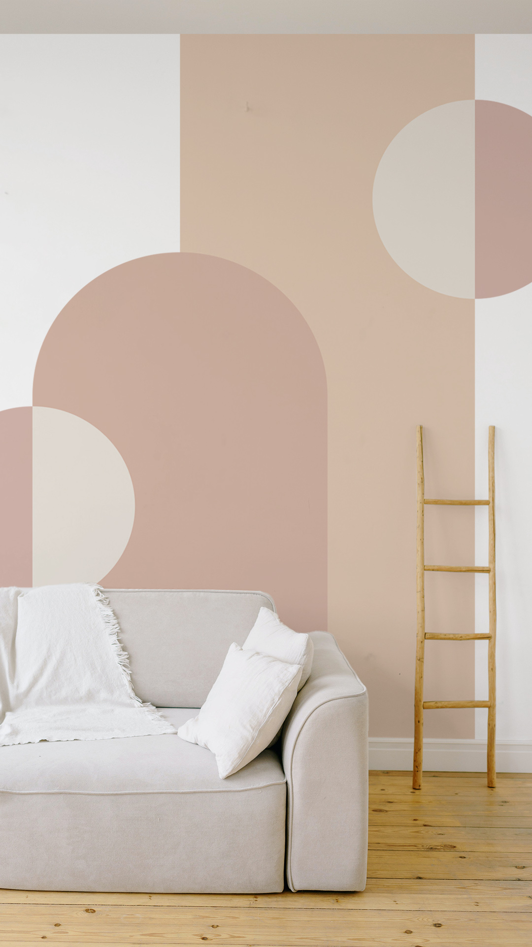 n307 salon bulles rose beige tête de lit