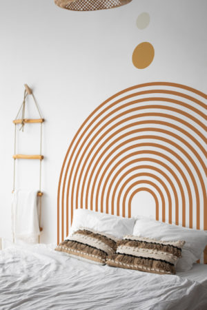 N309 Wallpaper Headboard Bedroom Orange Optic Brown