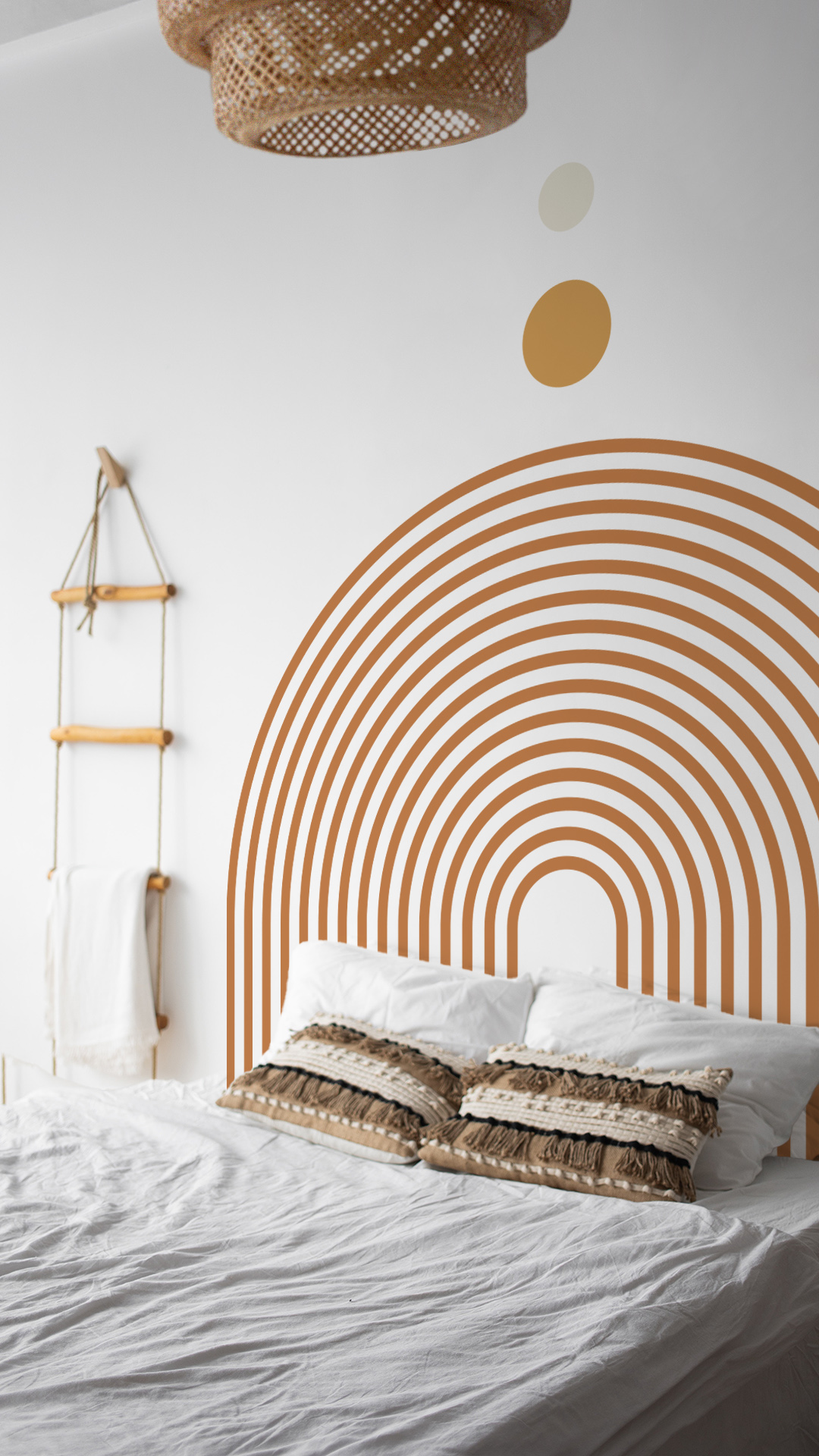 N309 Wallpaper Headboard Bedroom Orange Optic Brown