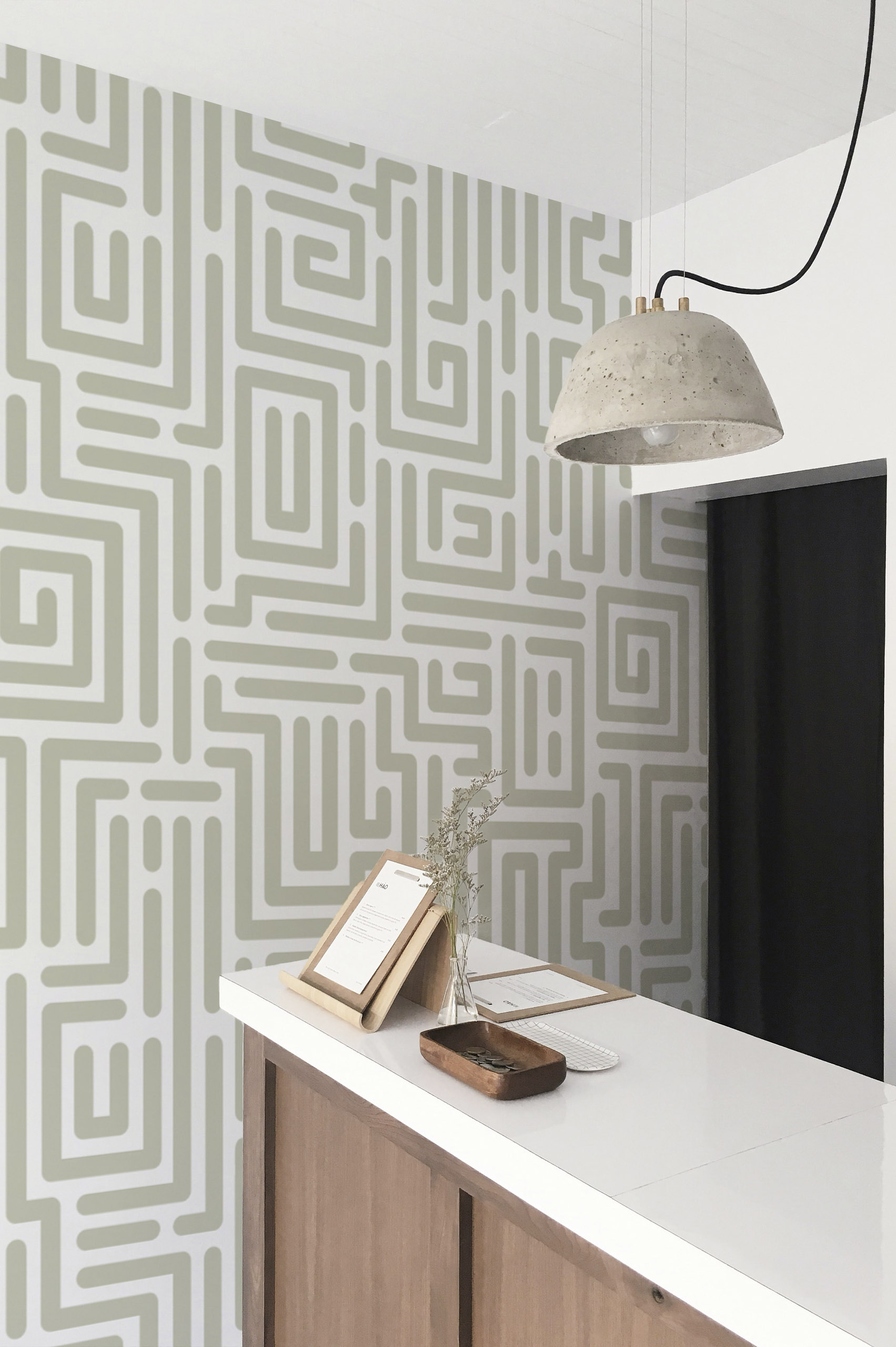 papier peint n316 graphique labyrinthe vert espaces publics