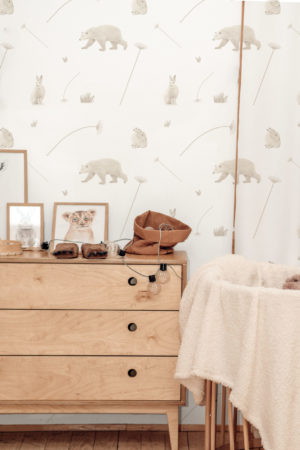 papel pintado n330 oso polar habitación infantil beige