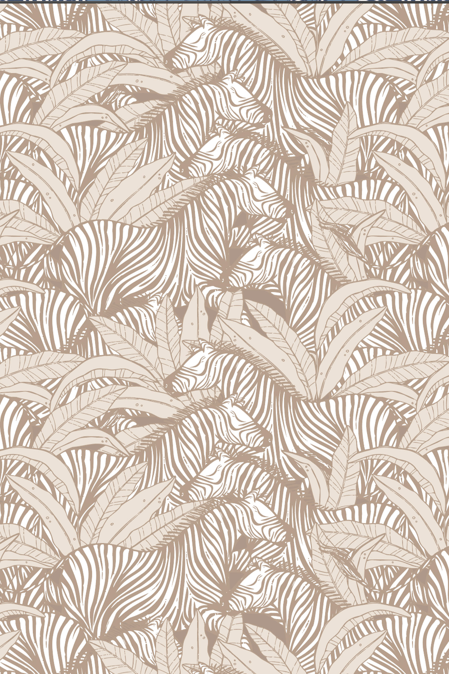 papier peint n332 zebre vegeration marron motif