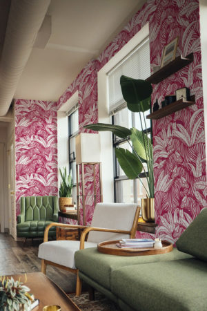 papier peint n332 zebre vegeration rose espaces publics