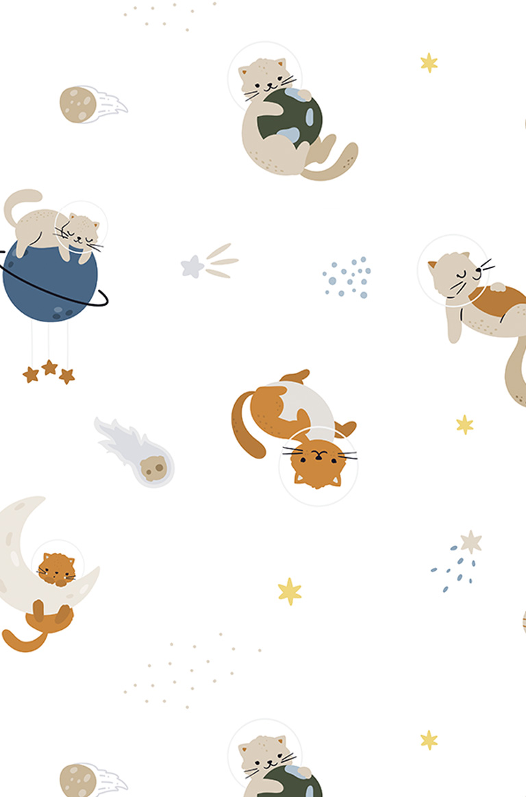 papel pintado n334 gato cosmos motivo niño