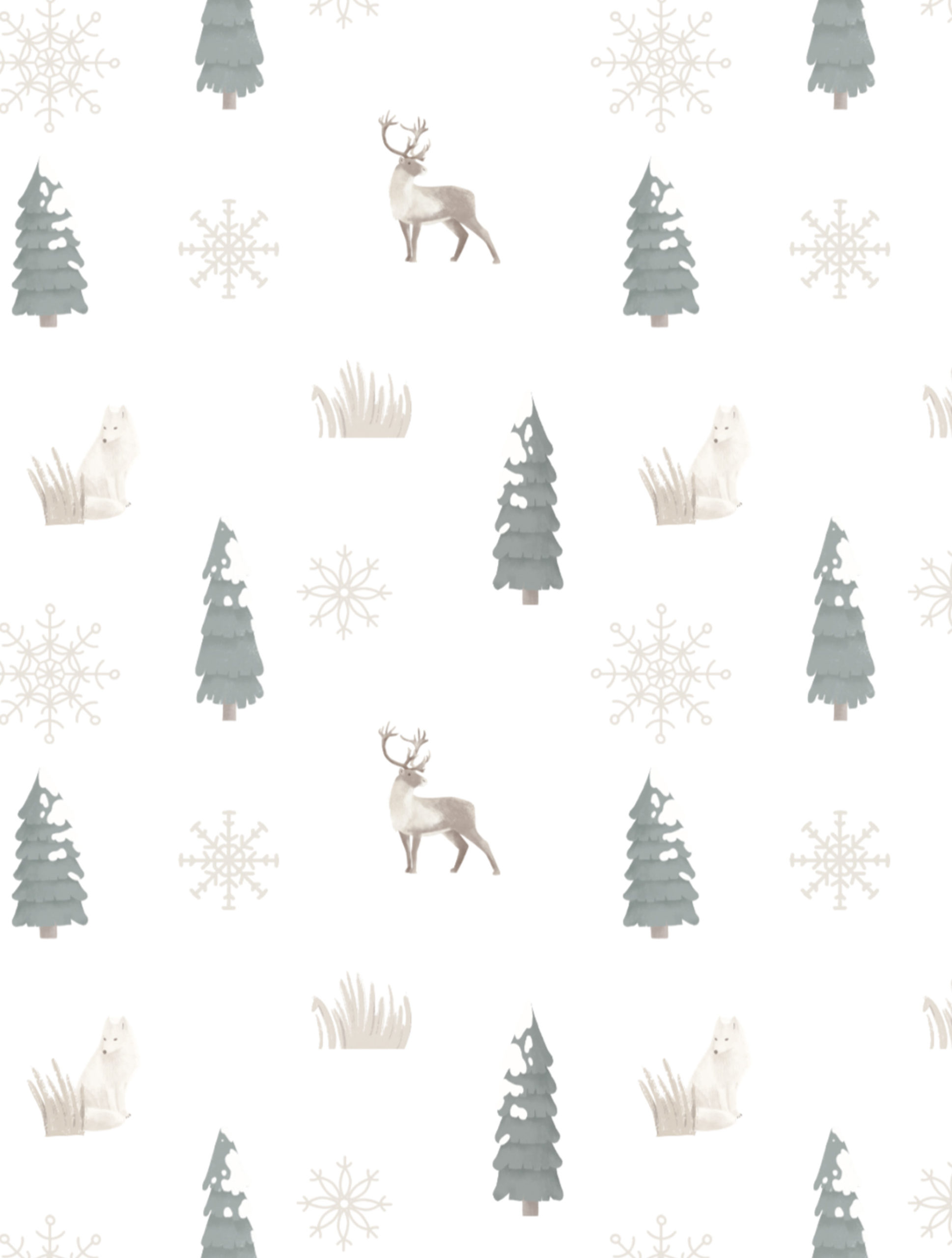 papier peint enfant n331 cerfs et flocons de neige motif