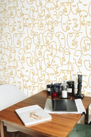 papier peint n347 visages sans bornes jaune cuisine