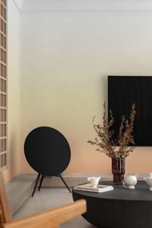 papier peint n335 dégradé multicolore orange salon