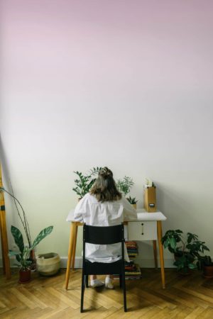 papier peint n335 dégradé multicolore vert & rose bureau