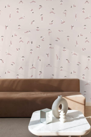 papier peint n336 posture yoga beige salon