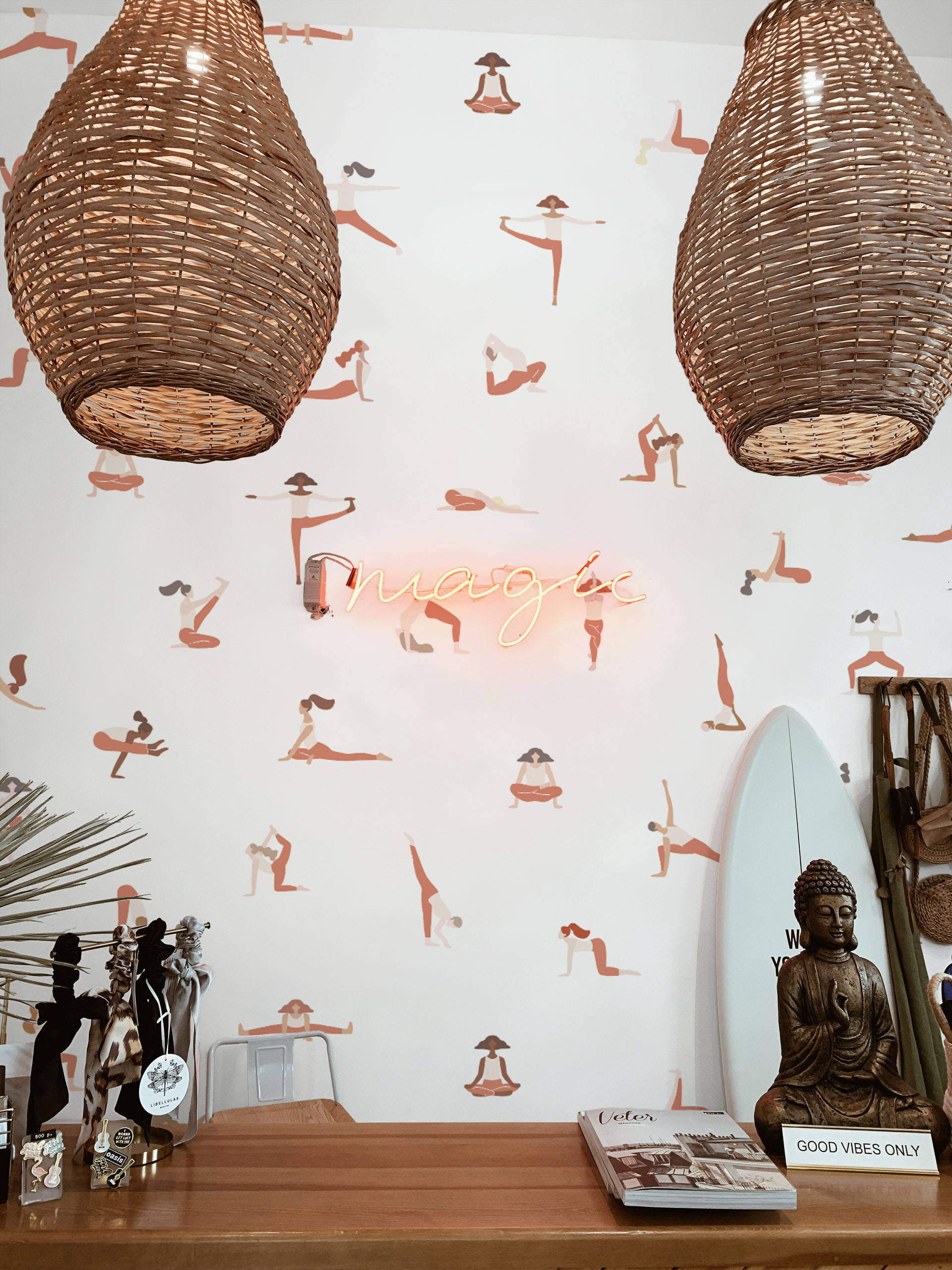 Wallpaper N336 Yoga Posture Terracotta Public Space Buddha