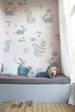papier peint n337 dinosaure bleu chambre enfant garçon