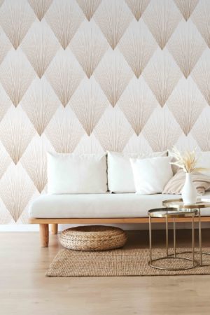 papier peint n338 géométrique rayons de soleil marron salon