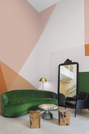 N342 Panoramic Wallpaper Colorful Living Room Blocks