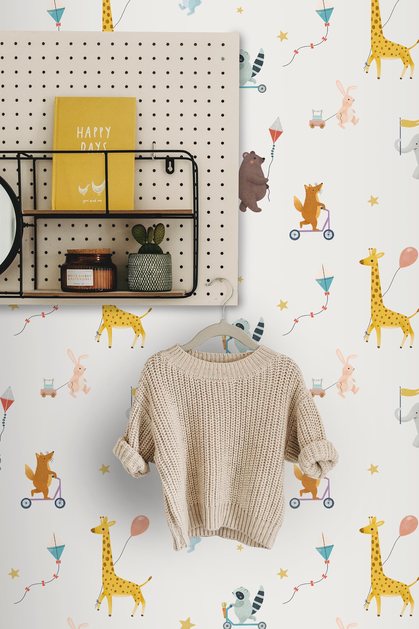 Wallpaper N343 Baby Animals in Scooter Room