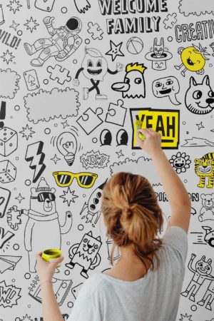 wallpaper n345 to color black and white living room