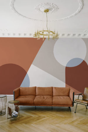 N349 Colorful Asymmetrical Shapes Terracotta Living Room Wallpaper